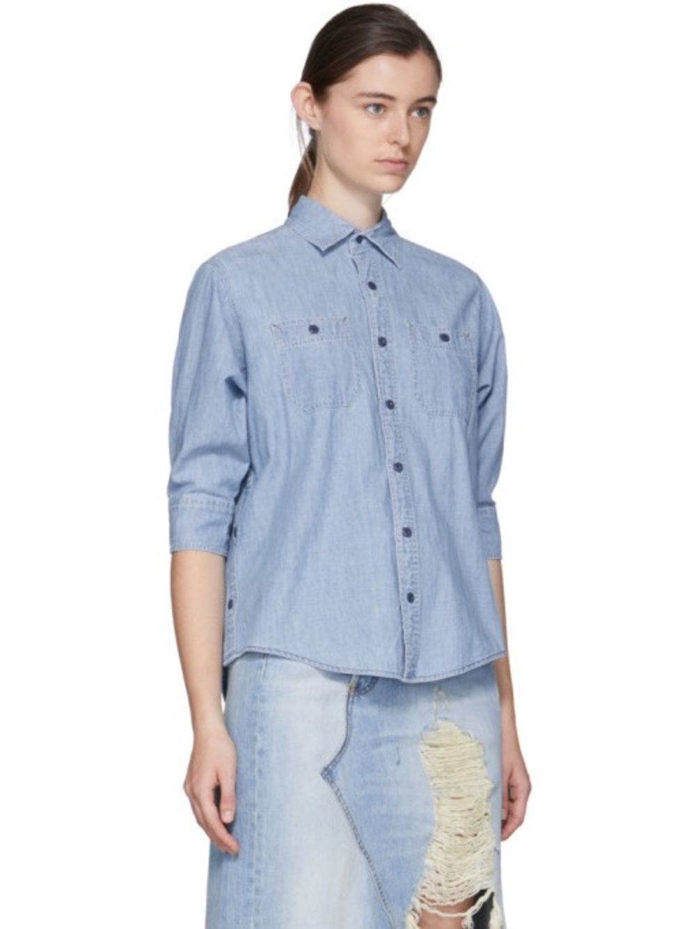 R13 Indigo Overlap Chambray Shirt 2017